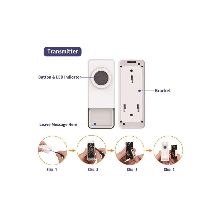 Langaton ovikello 3xAAA IP55 musta