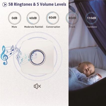 Langaton ovikello 3xAAA IP55 valkoinen