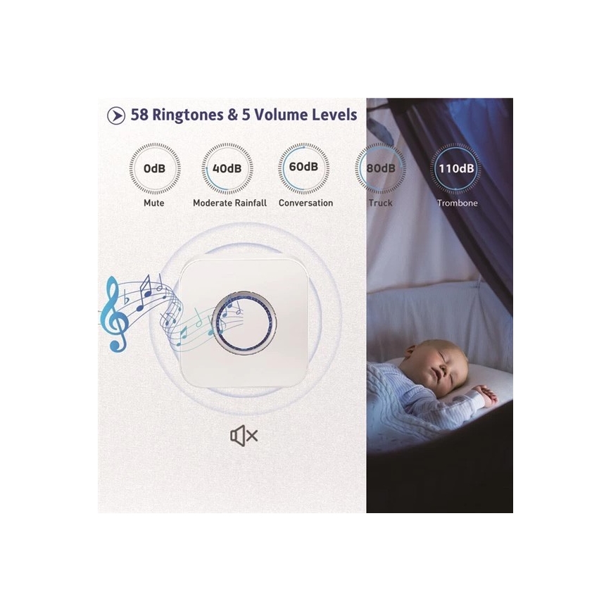 Langaton ovikello 3xAAA IP55 valkoinen