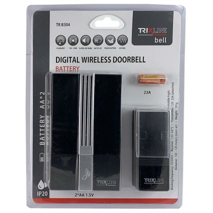 Langaton ovikello BELL 2xAA musta
