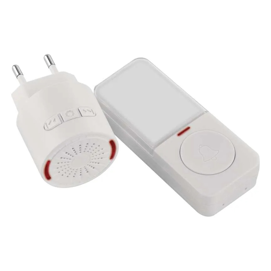 Langaton ovikello pistokkeeseen 230 V + 1 x CR2032, valkoinen