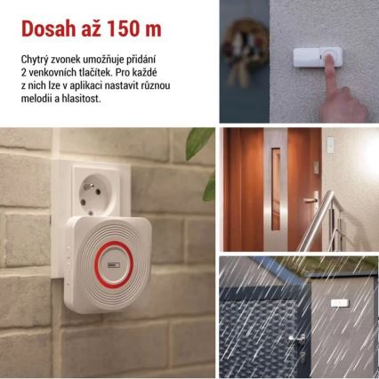 Langaton ovikello pistorasiaan GoSmart 230V + 1xCR2032 valkoinen Wi-Fi