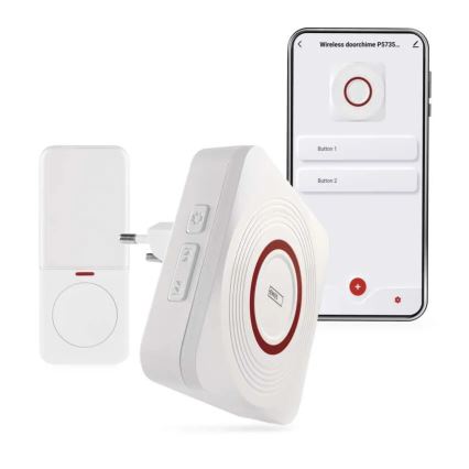 Langaton ovikello pistorasiaan GoSmart 230V + 1xCR2032 valkoinen Wi-Fi
