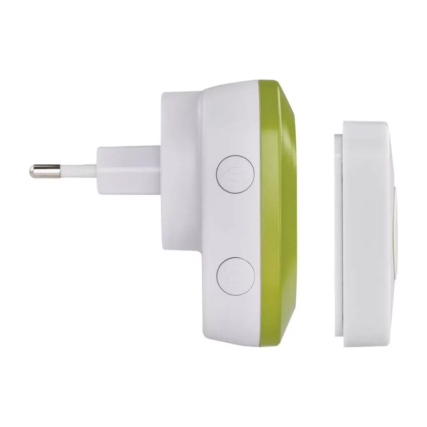 Langaton pistokeovikello 230V + 1xCR2032 IP44 vihreä