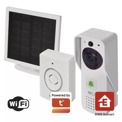 Langaton video-ovikello aurinkopaneelilla GoSmart 4400 mAh 3xAA IP44 Wi-Fi Tuya
