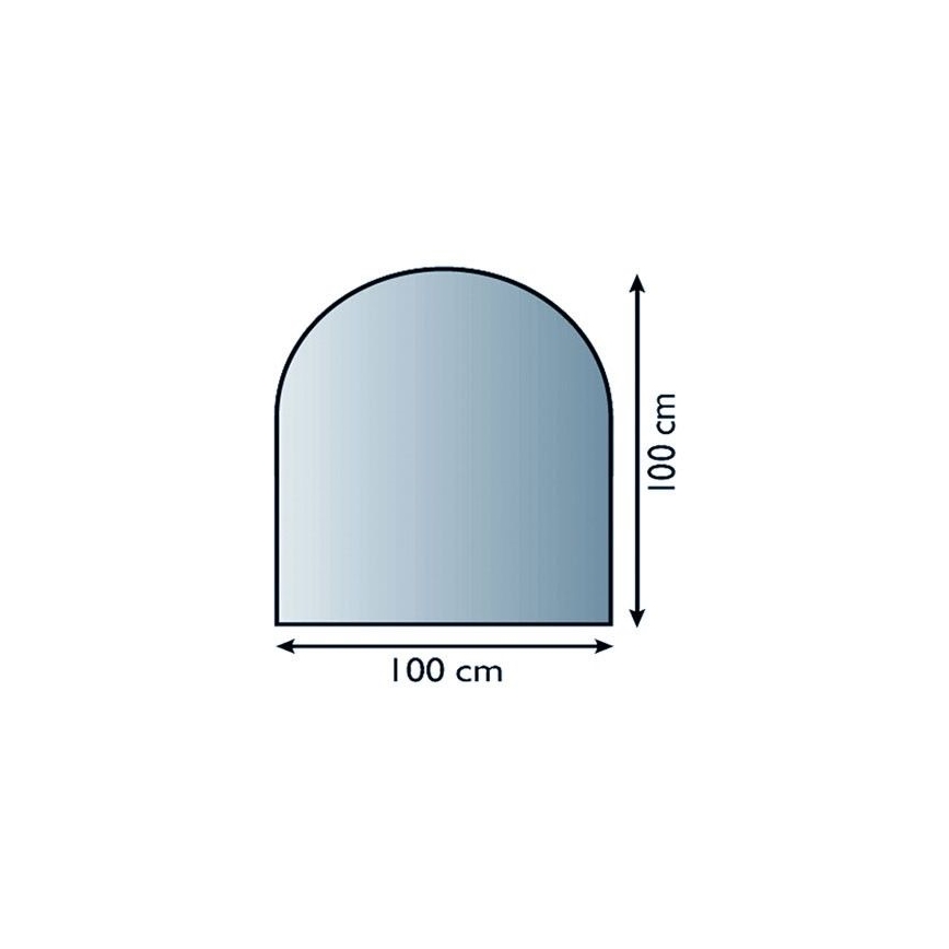 Lasi takan alle 1000x1000x6 mm puolikaari