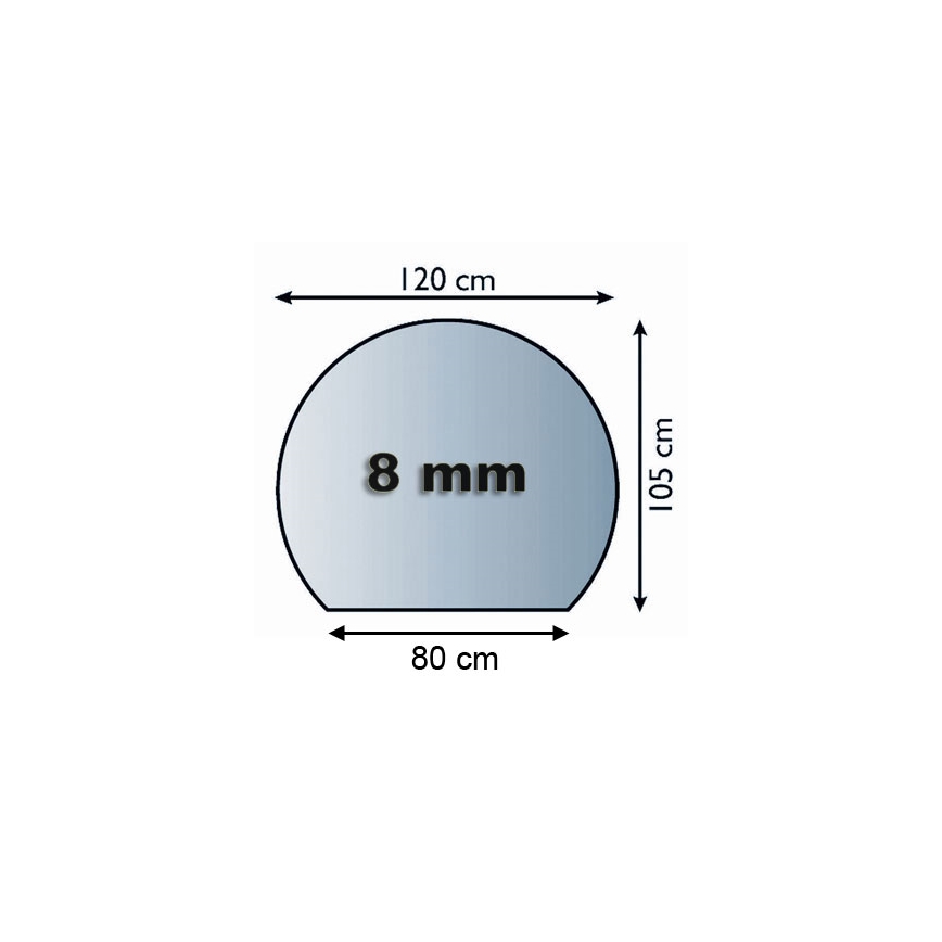 Lasi takan alle 1200x1050x8 mm puoliympyrän muotoinen