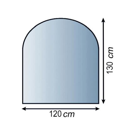 Lasi takan alle 1300x1200x8 mm puolikaari