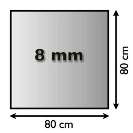 Lasi takan alle 800x800x8 mm neliö