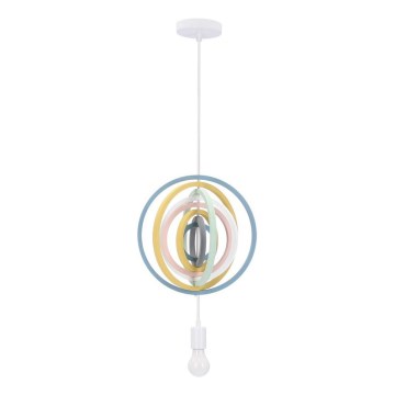 Lasten HOOPS-riippuvalaisin johdolla, 1xE27/20W/230V, halkaisija 27 cm, värikäs