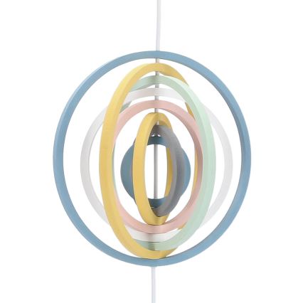 Lasten HOOPS-riippuvalaisin johdolla, 1xE27/20W/230V, halkaisija 27 cm, värikäs