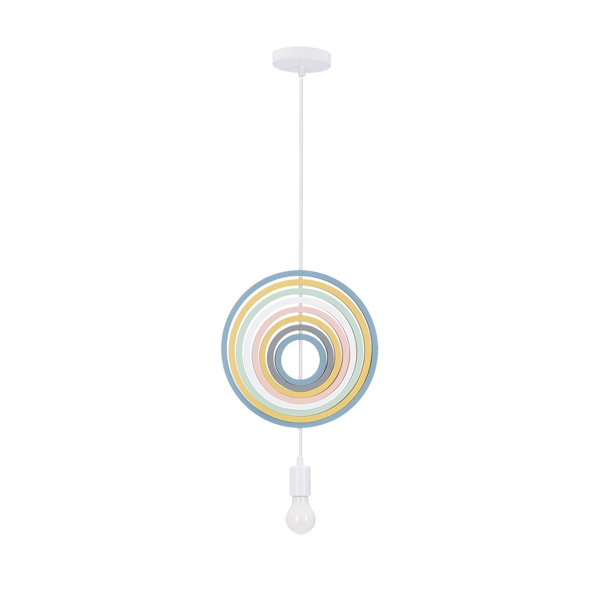 Lasten HOOPS-riippuvalaisin johdolla, 1xE27/20W/230V, halkaisija 27 cm, värikäs