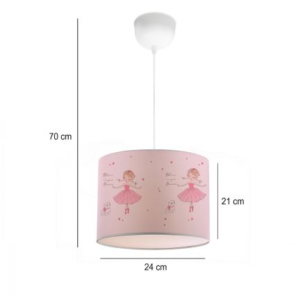 Lasten kattovalaisin CANDY 1xE27/40W/230V vaaleanpunainen