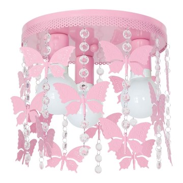 Lasten kattovalaisin ELZA butterflies 3xE27/60W/230V vaaleanpunainen