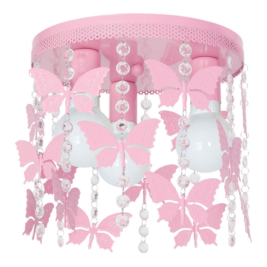 Lasten kattovalaisin ELZA butterflies 3xE27/60W/230V vaaleanpunainen
