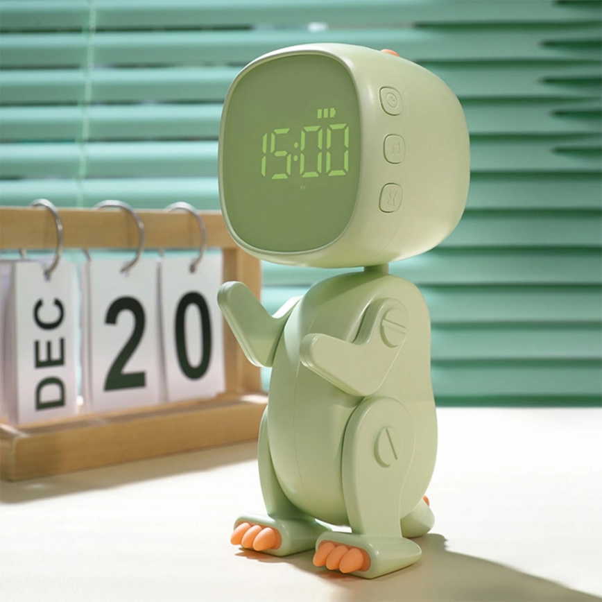 LED RGBW Himmennettävä lasten yö pieni lamppu herätyskellon kanssa ROBOT LED/1W/5V 1200 mAh