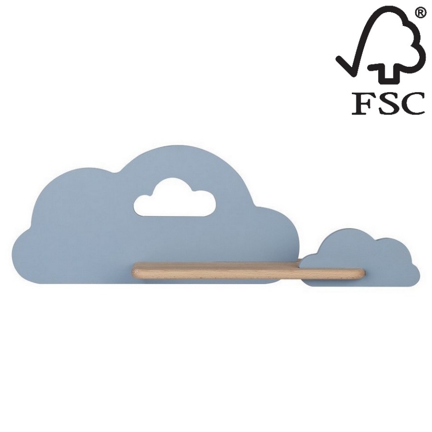 Lasten LED-seinävalaisin hyllyllä CLOUD LED/5W/230V sininen - FSC-sertifioitu