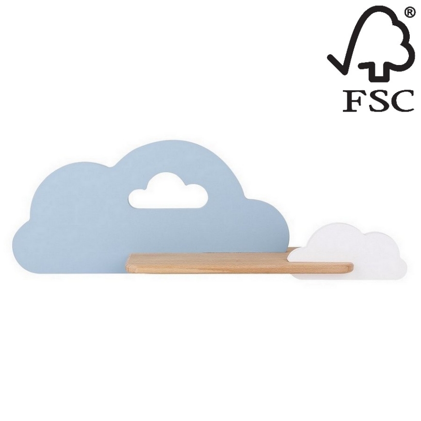 Lasten LED-seinävalaisin hyllyllä CLOUD LED/5W/230V sininen/valkoinen - FSC-sertifioitu