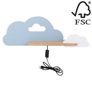 Lasten LED-seinävalaisin hyllyllä CLOUD LED/5W/230V sininen/valkoinen - FSC-sertifioitu