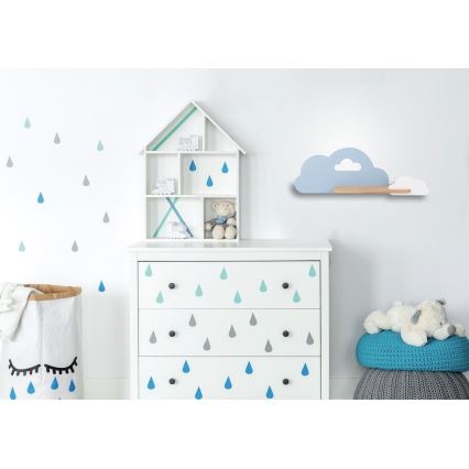 Lasten LED-seinävalaisin hyllyllä CLOUD LED/5W/230V sininen/valkoinen - FSC-sertifioitu