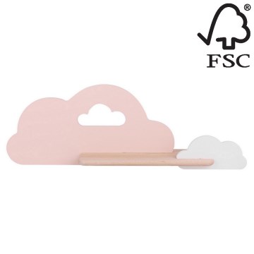 Lasten LED-seinävalaisin hyllyllä CLOUD LED/5W/230V vaaleanpunainen/valkoinen - FSC-sertifioitu