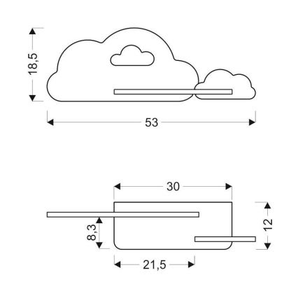 Lasten LED-seinävalaisin hyllyllä CLOUD LED/5W/230V vaaleanpunainen/valkoinen - FSC-sertifioitu