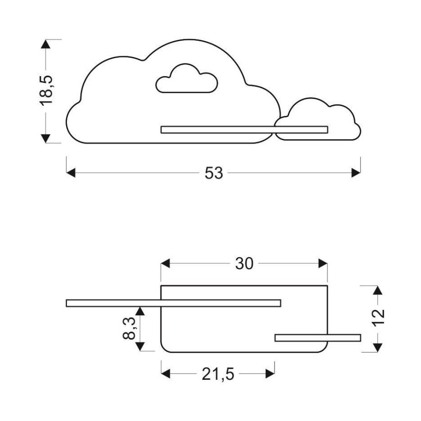 Lasten LED-seinävalaisin hyllyllä CLOUD LED/5W/230V vaaleanpunainen/valkoinen - FSC-sertifioitu