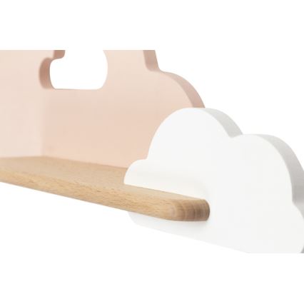 Lasten LED-seinävalaisin hyllyllä CLOUD LED/5W/230V vaaleanpunainen/valkoinen