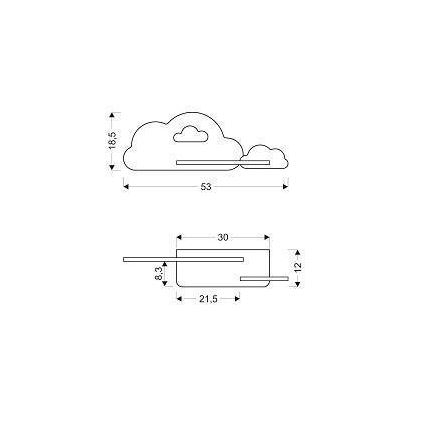 Lasten LED-seinävalaisin hyllyllä CLOUD LED/5W/230V vaaleanpunainen/valkoinen
