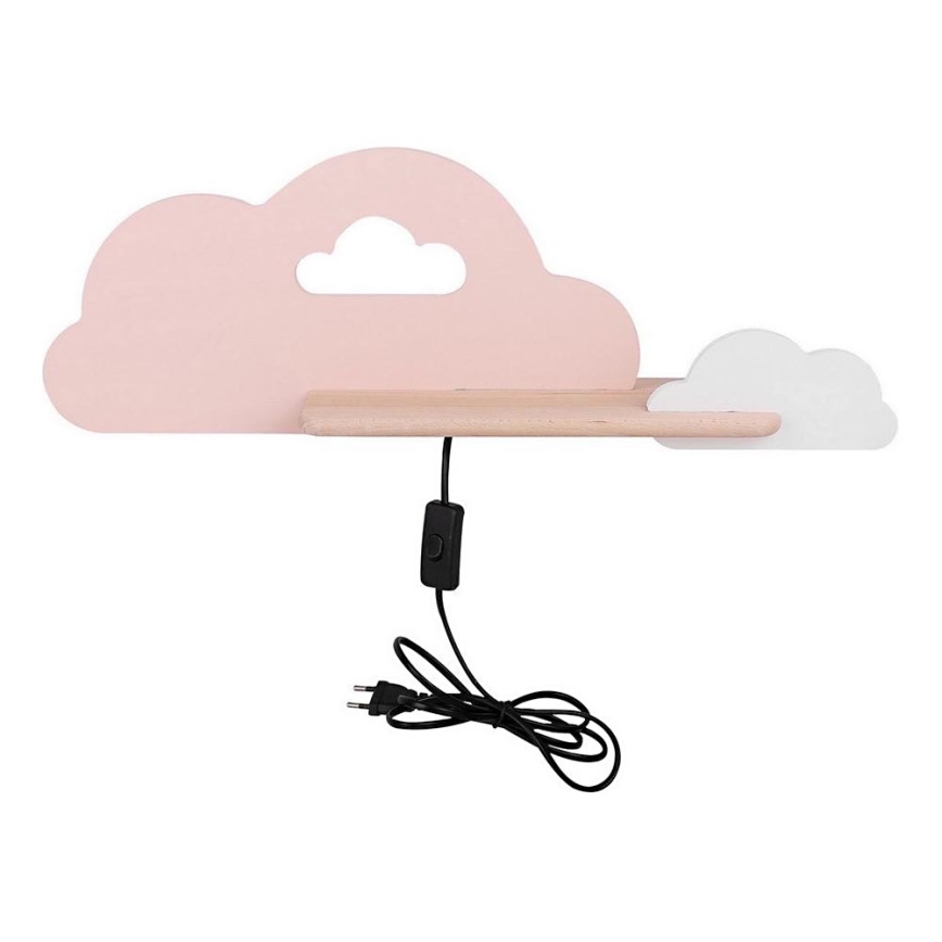 Lasten LED-seinävalaisin hyllyllä CLOUD LED/5W/230V vaaleanpunainen/valkoinen