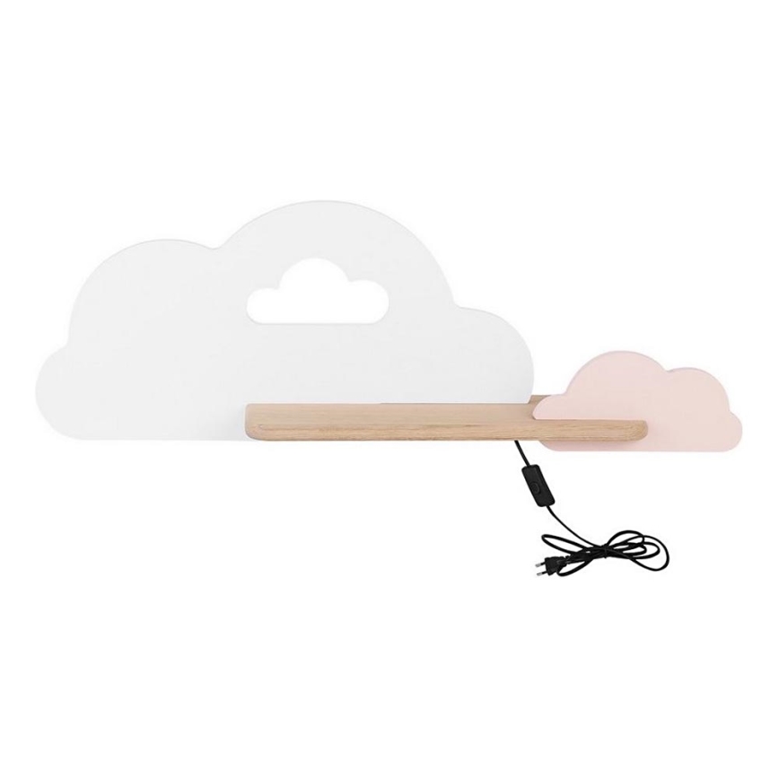 Lasten LED-seinävalaisin hyllyllä CLOUD LED/5W/230V valkoinen/vaaleanpunainen