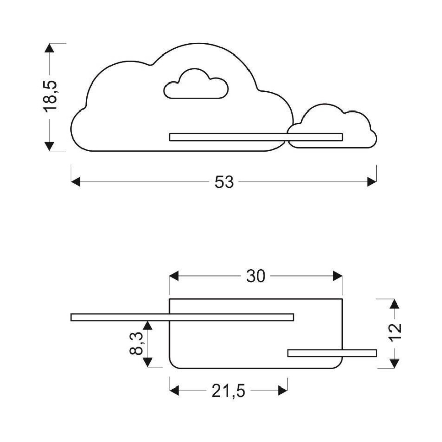 Lasten LED-seinävalaisin hyllyllä CLOUD LED/5W/230V valkoinen/vaaleanpunainen - FSC-sertifioitu