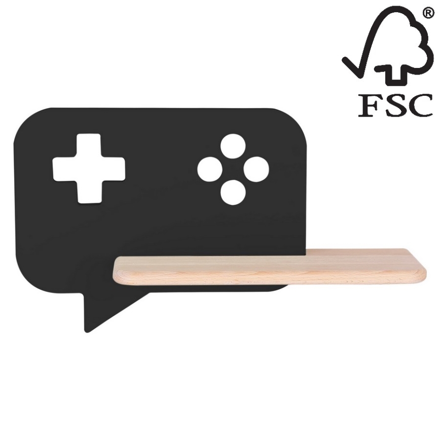 Lasten LED-seinävalaisin hyllyllä CONSOLE LED/5W/230V musta - FSC-sertifioitu