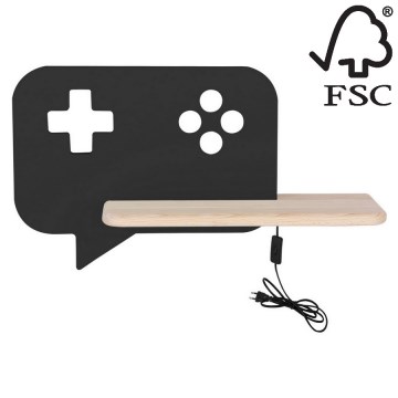 Lasten LED-seinävalaisin hyllyllä CONSOLE LED/5W/230V musta - FSC-sertifioitu