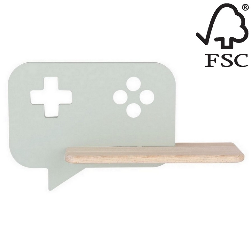 Lasten LED-seinävalaisin hyllyllä CONSOLE LED/5W/230V vihreä - FSC-sertifioitu