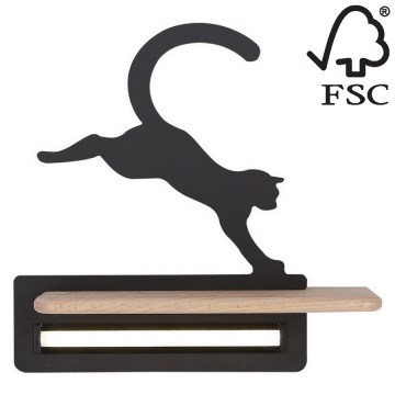 Lasten LED-seinävalaisin hyllyllä JUMPING CAT LED/5W/230V - FSC-sertifioitu