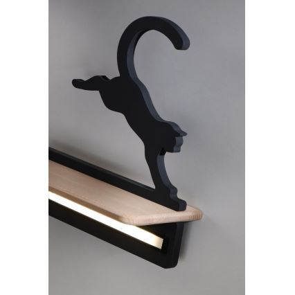 Lasten LED-seinävalaisin hyllyllä JUMPING CAT LED/5W/230V - FSC-sertifioitu