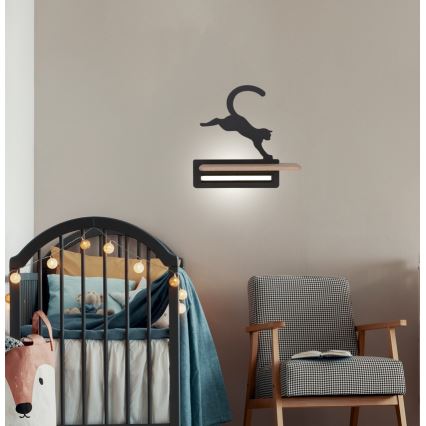 Lasten LED-seinävalaisin hyllyllä JUMPING CAT LED/5W/230V