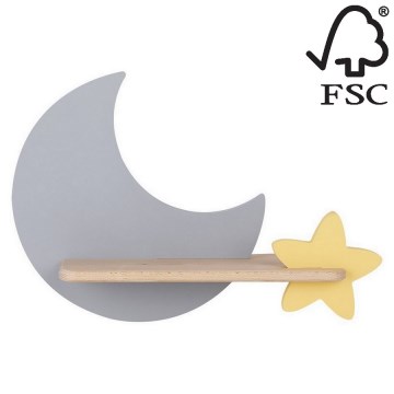 Lasten LED-seinävalaisin hyllyllä MOON LED/5W/230V - FSC-sertifioitu