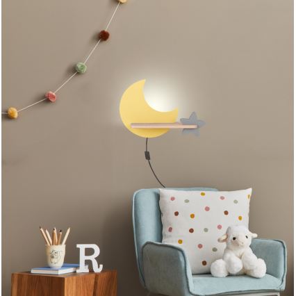 Lasten LED-seinävalaisin hyllyllä MOON LED/5W/230V