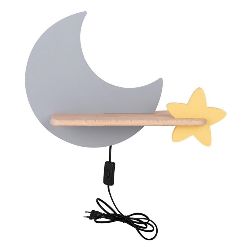 Lasten LED-seinävalaisin hyllyllä MOON LED/5W/230V