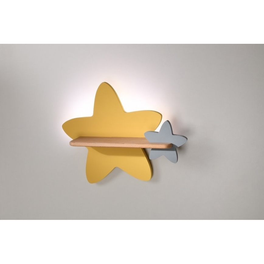 Lasten LED-seinävalaisin hyllyllä STAR LED/5W/230V - FSC-sertifioitu