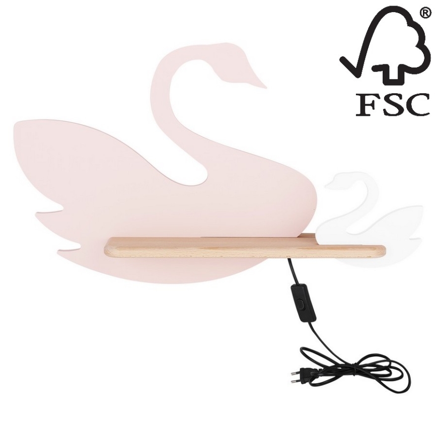 Lasten LED-seinävalaisin hyllyllä SWAN LED/5W/230V - FSC-sertifioitu