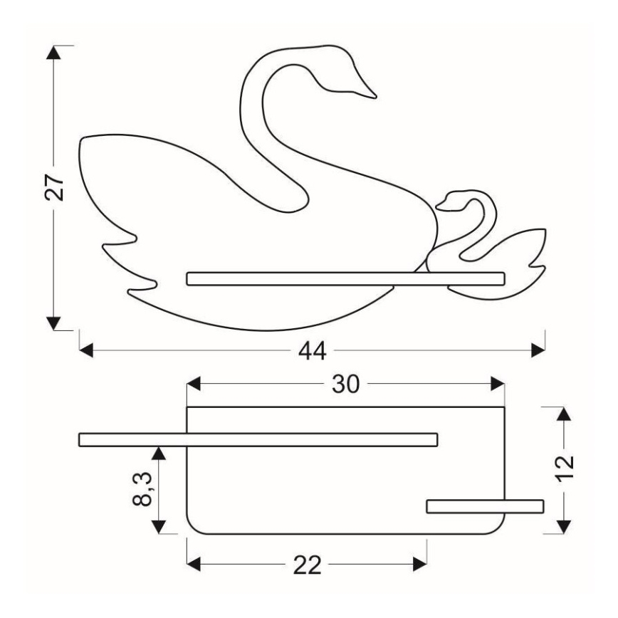 Lasten LED-seinävalaisin hyllyllä SWAN LED/5W/230V - FSC-sertifioitu
