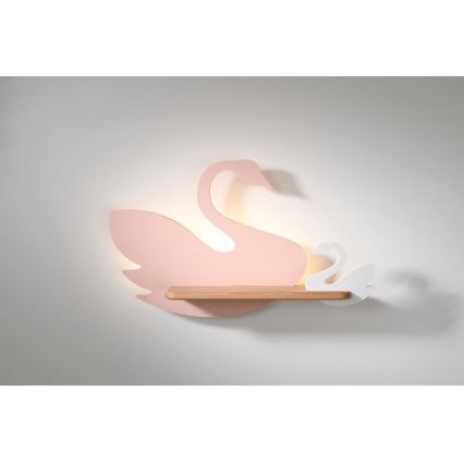 Lasten LED-seinävalaisin hyllyllä SWAN LED/5W/230V - FSC-sertifioitu