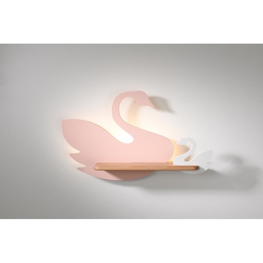 Lasten LED-seinävalaisin hyllyllä SWAN LED/5W/230V - FSC-sertifioitu