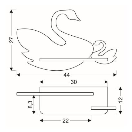 Lasten LED-seinävalaisin hyllyllä SWAN LED/5W/230V - FSC-sertifioitu