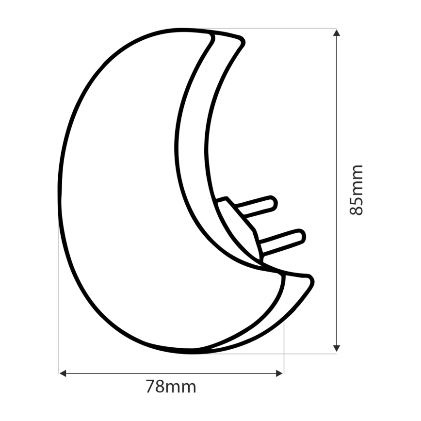 Lasten LED-yövalo hämäräanturilla LED/0,5W/230V kuu