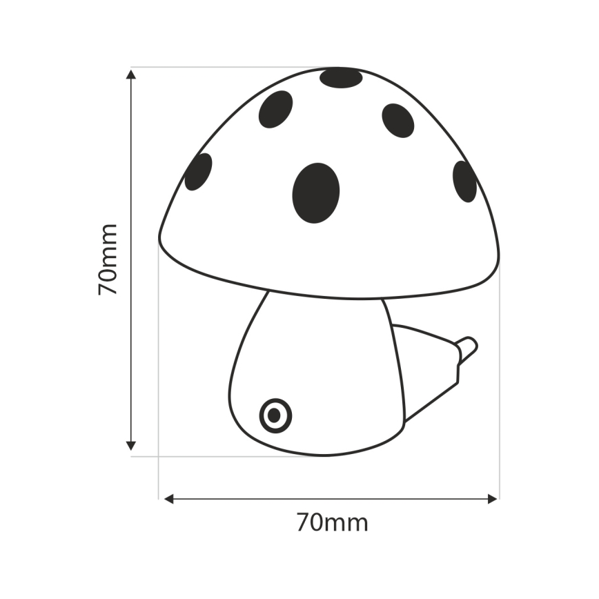 Lasten LED-yövalo hämäräsensori LED/0,5W/230V sieni-istuin