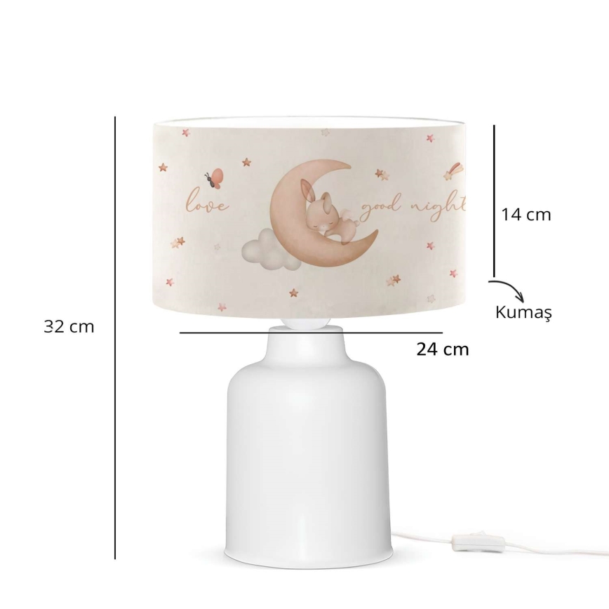 Lasten pöytälamppu CANDY 1xE27/40W/230V valkoinen/beige